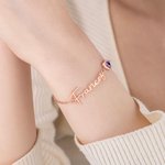 Bracciale personalizzato con pietre di nascita a forma di cuore e nome Gioielli raffinati San Valentino Festa della mamma Regalo di compleanno per coppie di mamme