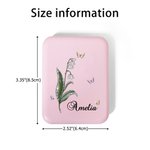 Personalized Crystal Birth Flower Butterfly LED Makeup Pocket Mirror with Name Travel Daily Use Birthday Wedding Gift for Women Besties Brides