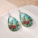 Orecchini personalizzati a forma di goccia d'acqua in acrilico con fiori di nascita colorati Regalo di compleanno per la festa della mamma e l'anniversario della donna