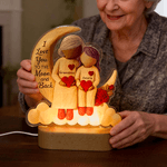 Personalized Cartoon Character Moon Heart Acrylic LED Night Light with Name and Wooden Base Room Decor Birthday Gift for Kid Grandma