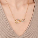 Personalized Convertible Infinity Love Birthstone Sterling Silver Necklace with Engraved Names Valentine's Day Anniversary Birthday Gift for Women