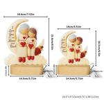 Personalized Cartoon Character Moon Heart Acrylic LED Night Light with Name and Wooden Base Room Decor Birthday Gift for Kid Grandma