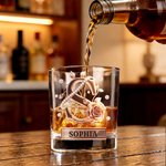 Roses Hold Love, Initials Mark Us - Personalized 10 oz Old Fashioned Rock Whiskey Glass