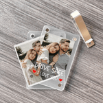 Clip per visiera dell'auto personalizzata con foto quadrata e testo Accessorio per auto Regalo di San Valentino per l'anniversario della coppia