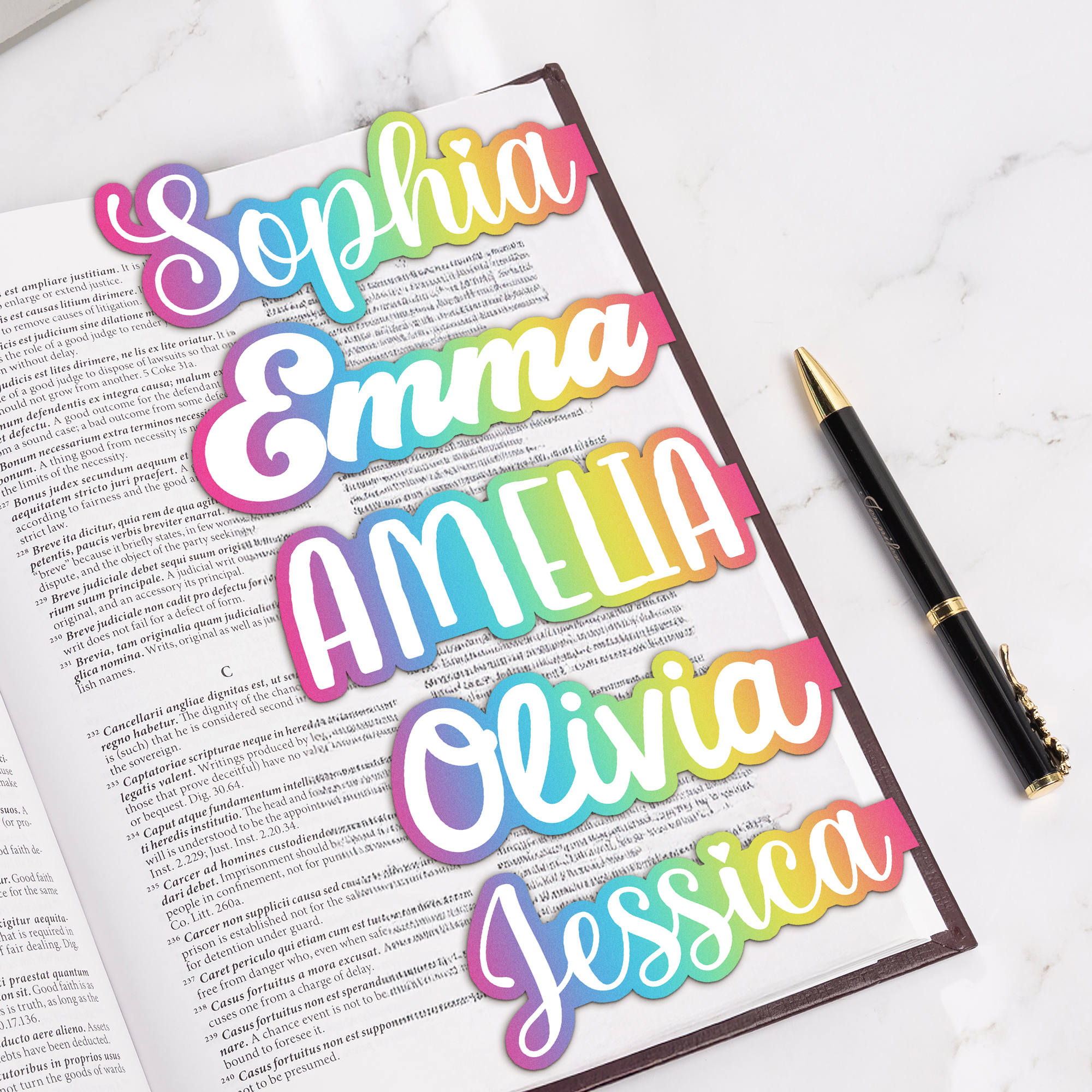 Marque-pages magnétiques personnalisés avec nom en dégradé de couleurs Lot de 2 Cadeaux d'anniversaire pour les amoureux de la lecture Rats de bibliothèque