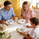 Personalisierte Serviette im Retro-Design aus 100% Baumwolle mit Namen und Hasenmotiv Tischdeko Ostern Geschenk für Kinder Familie