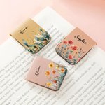 Gepersonaliseerde Aquarel Geboortebloemen Magnetische PU-leer Bladwijzerclip met Naam Verjaardagscadeau voor Boekenliefhebbers en Boekenwurmen