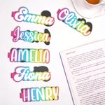 Personalized Color Gradient Name Magnetic Bookmark Clip Set of 2 Birthday Anniversary Gift for Reading Lovers Bookworms