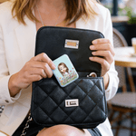 Personalized Cartoon Female Character Birth Flower LED Makeup Pocket Mirror with Name Travel Daily Use Birthday Wedding Gift for Women Besties