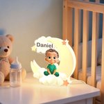 Personalized Cartoon Character Moon LED Night Light with Name Nursery Decor Birthday Baby Shower Gift for Babies Toddlers