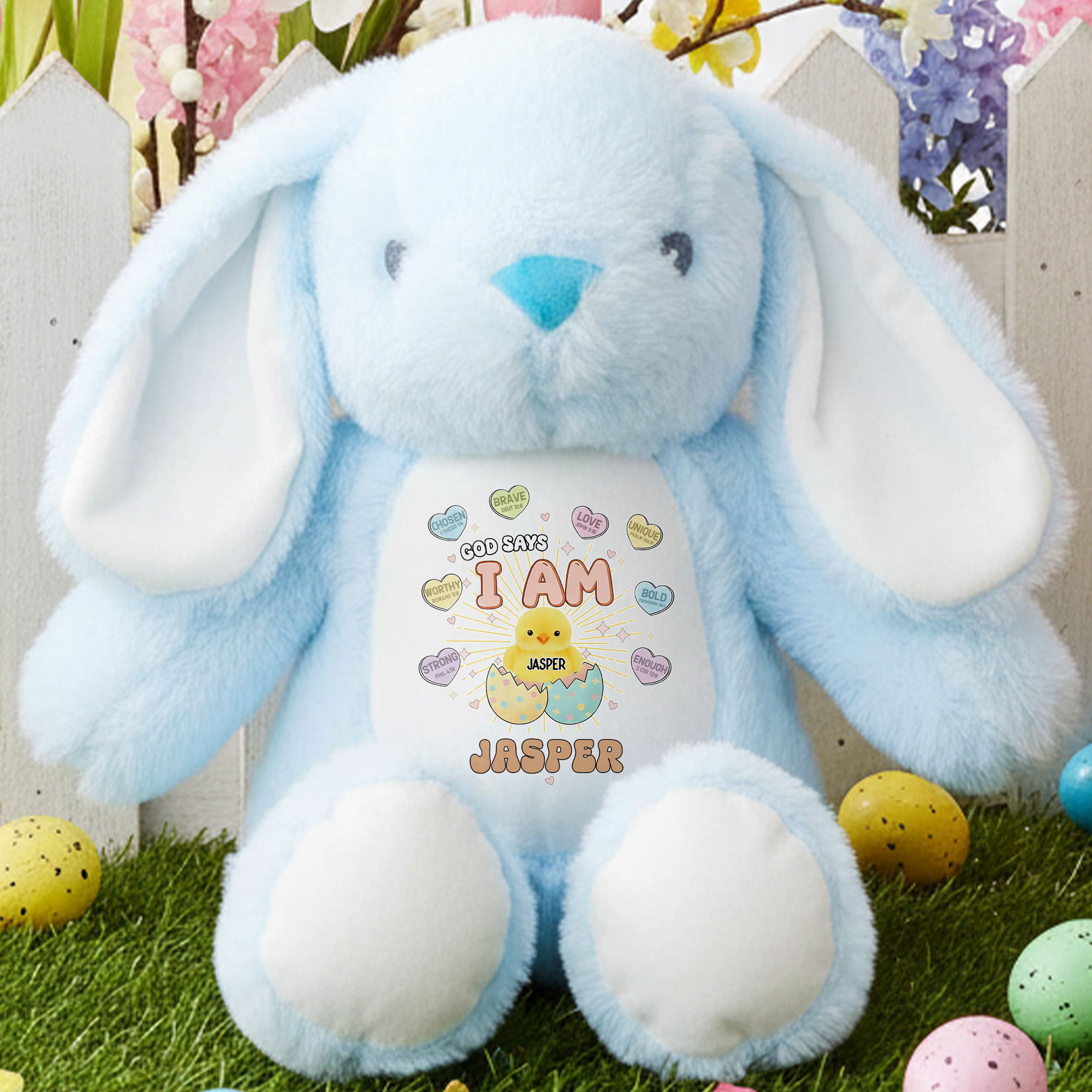 Jouet peluche lapin de Pâques personnalisé avec nom Chasse aux oeufs de Pâques Cadeau pour enfants Garçons Filles