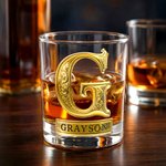 Gepersonaliseerd Bloem Alfabet 295 ml Old Fashioned Whiskyglas met Naam Valentijnsdag- en Verjaardagscadeaus voor Koppels en Wijnliefhebbers