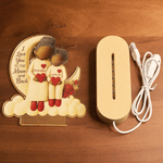 Personalized Cartoon Character Moon Heart Acrylic LED Night Light with Name and Wooden Base Room Decor Birthday Gift for Kid Grandma