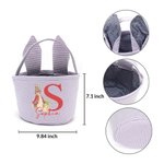 Personalized Cute Peter Rabbit Ears Canvas Stripe Easter Basket with Name and Initial Party Favor Eggs Hunting Easter Gift for Kids