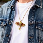 Personalizada Fantasía Dragón Rhinestone Collar Colgante con Nombre Misteriosa Joyería Cumpleaños Día de San Valentín Regalo para Pareja Amigo