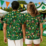 Personalized Funny Face Photo Hawaiian Shirt Pub Patty Essential Saint Patrick's Day Gift for Man Dad Family