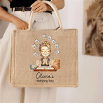 Henkilökohtainen sarjakuva Mahjong hahmo Suuri kapasiteetti Juutti laukku nimi Päivittäinen käyttö Mahjong Club lahja perheen ystäville Mahjong harrastajille