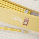 Personalised Cute Forest Animals Macaron-Coloured Box of 12 HB Pencils Stationery Set with Name Back to School Birthday Gift for Kids