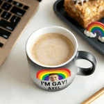 Personalised Funny Rude I'm Gay Rainbow Face Photo 12 oz Thermochromic Ceramic Coffee Mug with Name Pride Month Birthday Gift for Gay Men