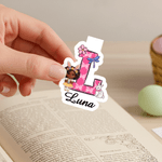 Personalized Cartoon Character Easter Magnetic Bookmark Clip with Name and Initial Easter Birthday Gift for Kids Bookworms