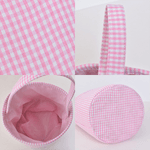 Personalized Cute Bunny Plaid Easter Basket with Name and Ruffles Eggs Hunting Party Easter Gift for Kids