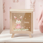 Personalised Cute Floral Bunny Money Box with Name Daily Use  Easter Birthday Gift for Girls Kids