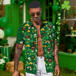 Personalized Funny Face Photo Hawaiian Shirt Pub Patty Essential Saint Patrick's Day Gift for Man Dad Family