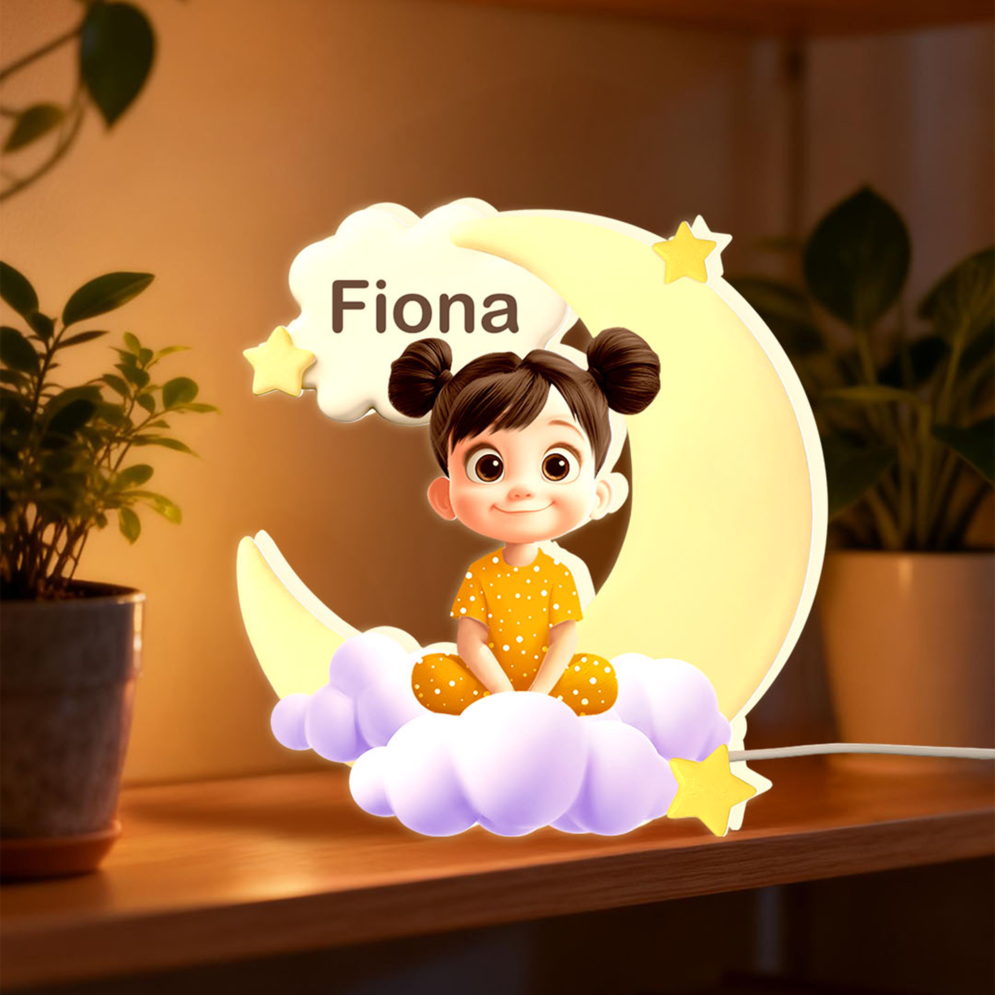 Veilleuse LED Lune Personnalisée avec Nom Décoration de Chambre d'Enfant Anniversaire Douche de Bébé Cadeau pour Bébé Bambin