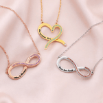 Personalized Convertible Infinity Love Birthstone Sterling Silver Necklace with Engraved Names Valentine's Day Anniversary Birthday Gift for Women