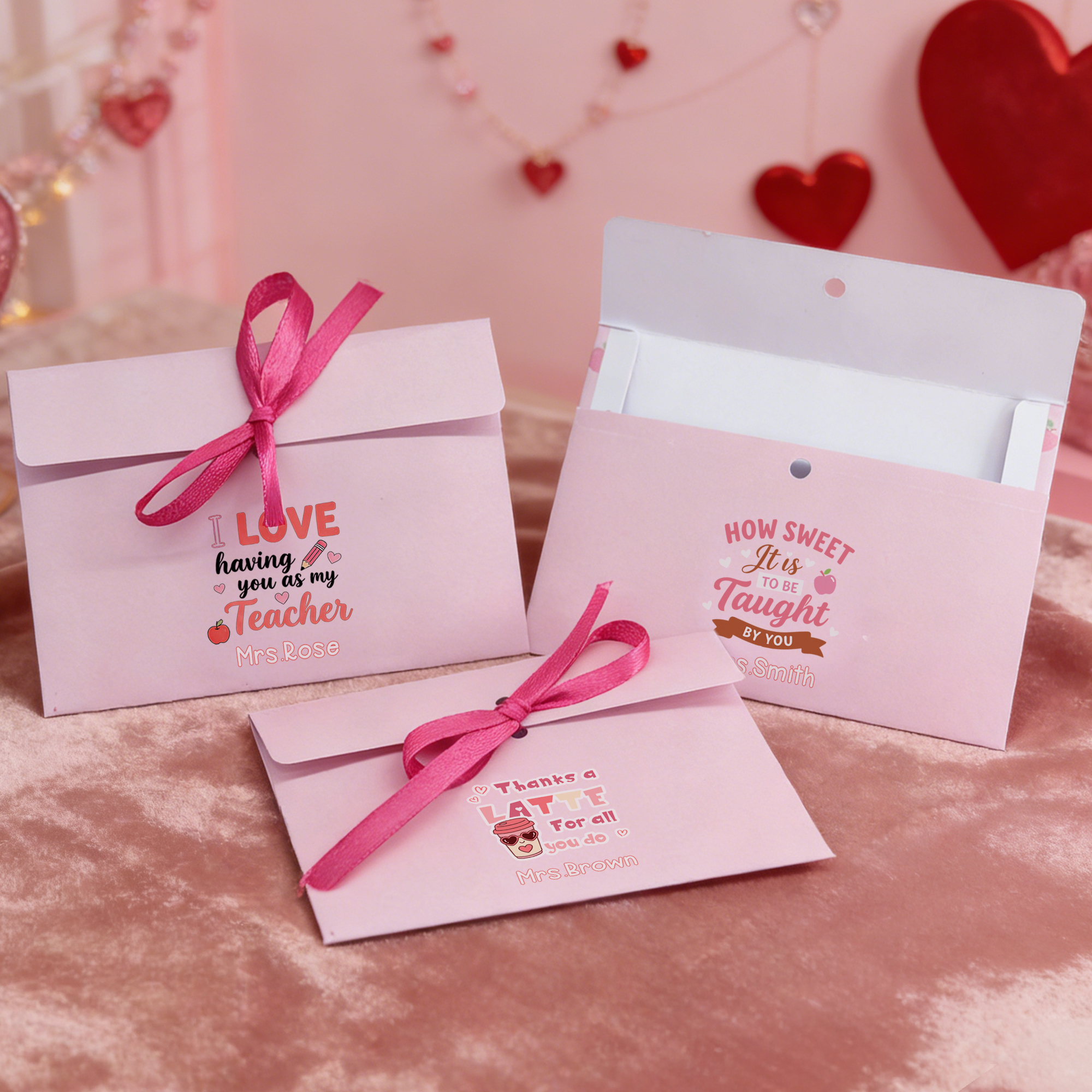 Porte carte cadeau personnalisé avec nom pour la Saint-Valentin Cadeau d'appréciation pour la journée des enseignants