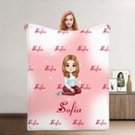 Manta suave personalizada con personaje de dibujos animados estrella multicolor y nombre regalo de cumpleaños y Navidad para familia y niños