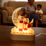 Personalized Cartoon Character Moon Heart Acrylic LED Night Light with Name and Wooden Base Room Decor Birthday Gift for Kid Grandma