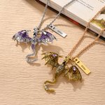 Personalizada Fantasía Dragón Rhinestone Collar Colgante con Nombre Misteriosa Joyería Cumpleaños Día de San Valentín Regalo para Pareja Amigo