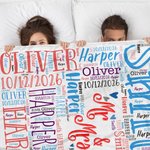 Personalized Multicolor Word Cloud Soft Fleece Blanket Valentine's Day Gift for Couple