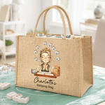 Henkilökohtainen sarjakuva Mahjong hahmo Suuri kapasiteetti Juutti laukku nimi Päivittäinen käyttö Mahjong Club lahja perheen ystäville Mahjong harrastajille