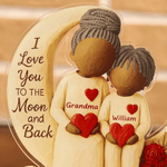 Personalized Cartoon Character Moon Heart Acrylic LED Night Light with Name and Wooden Base Room Decor Birthday Gift for Kid Grandma