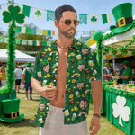 Personalized Funny Face Photo Hawaiian Shirt Pub Patty Essential Saint Patrick's Day Gift for Man Dad Family