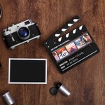 Personalized Film Clapperboard Rolling Photos Wooden Ornament with Text Anniversary Valentine's Day Romantic Gift for Couple