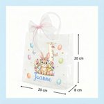 Sac cadeau transparent personnalisé avec motif œufs de Pâques colorés lapin nom et initiale - Cadeau Fête de Pâques pour enfants