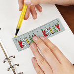 Personalised Cute Notebook Pencil Apple Elements Ruler Design Magnetic Bookmark Clip with Name Birthday Back to School Gift for Kids Bookworms