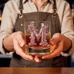 Personalized Rose Love Initial 10 oz Rock Whiskey Glass with Name Mother's Day Birthday Gift for Woman Whiskey  Drinker Bartender