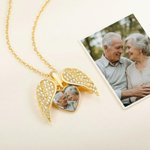 My Guardian Angel Always Close to My Heart - Personalized Sterling Silver Angel Wing Photo Locket Necklace