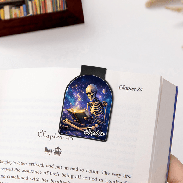 Personalized Reading Skull Magnetic Bookmark Clip with Name Reading Accessory Birthday Gift for Book Lovers Friends