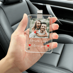 Clip per visiera dell'auto personalizzata con foto quadrata e testo Accessorio per auto Regalo di San Valentino per l'anniversario della coppia