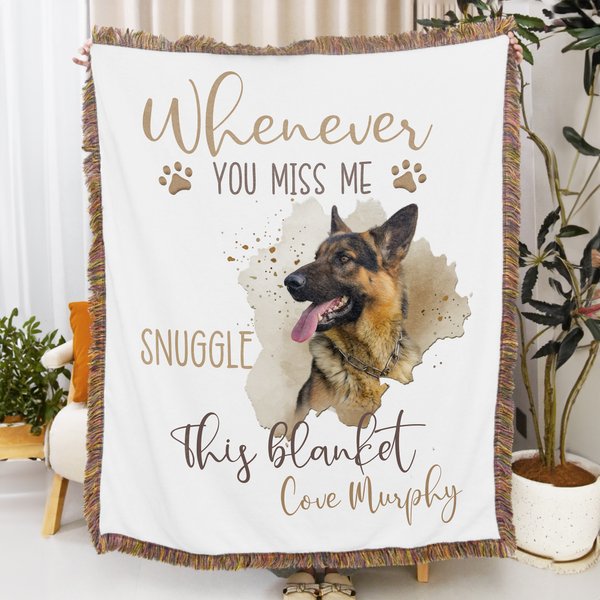 Coperta personalizzata in stile acquerello con foto dell'animale domestico e nappe con nome Regalo di compleanno per gli amanti degli animali domestici