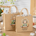 Henkilökohtainen sarjakuva Mahjong hahmo Suuri kapasiteetti Juutti laukku nimi Päivittäinen käyttö Mahjong Club lahja perheen ystäville Mahjong harrastajille