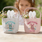 Personalized Happy Easter Knitted Style Peter Rabbit Basket with Name Daily Storage Easter Gift for Boys Girls