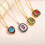 Personalized Birthstone Shield Shape Badge Necklace with Text and Year Dainty Jewelry Class of 2026 Graduation Gift for Graduates Friends Classmates