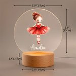 Lámpara de noche LED acrílica personalizada con nombre y base de madera para niñas bailarinas Regalo de cumpleaños para amantes del ballet