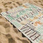 Personalised Multicolor Word Cloud Super Absorbent Beach Towel Valentine's Day Gift for Couple